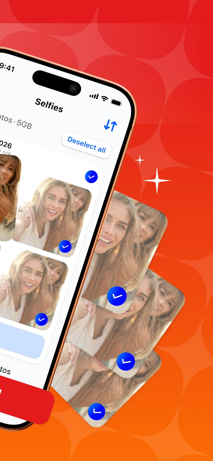 Sweepo Selfies duplicate review screen