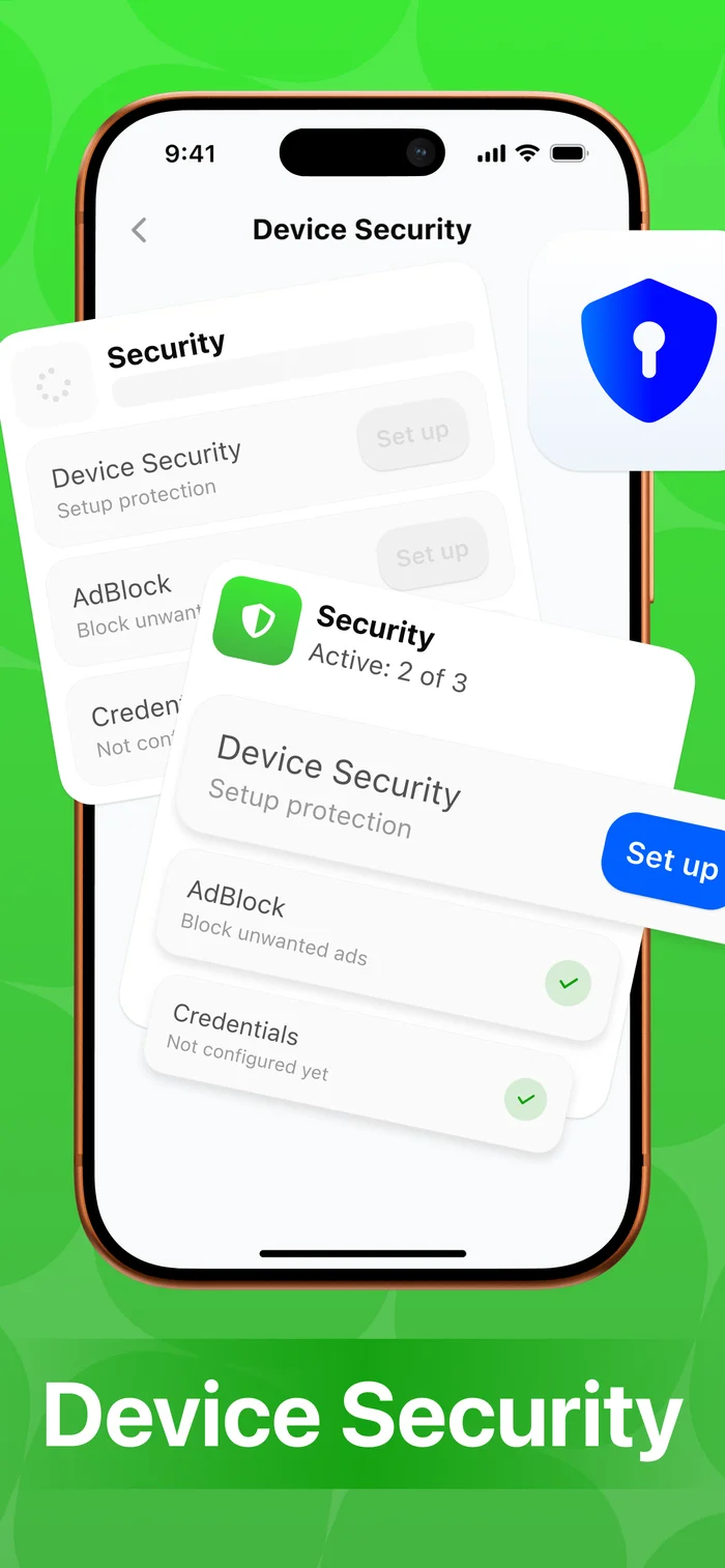 Sweepo Device Security checklist screen